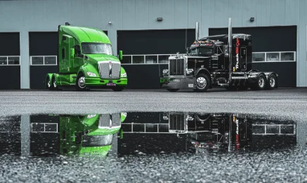 Clash of generations: Peterbilt 379 versus Kenworth T680, the America of trucking between myth and modernity